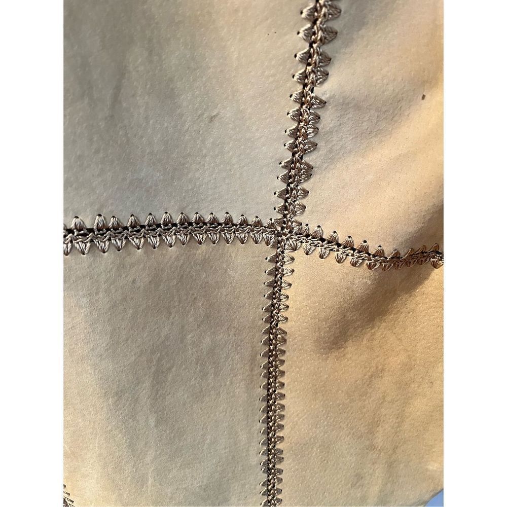 S.M.H. Vintage Tan Suede Crochet Pieced Pants Boho Festival Coachella sz 10 - Picture 6 of 7